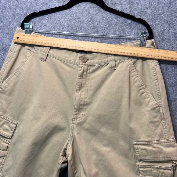 Y2K Basic Editions Cargo Shorts 38 Khaki Tan Utility Pocket Workwear 2000s - Picture 2 of 7